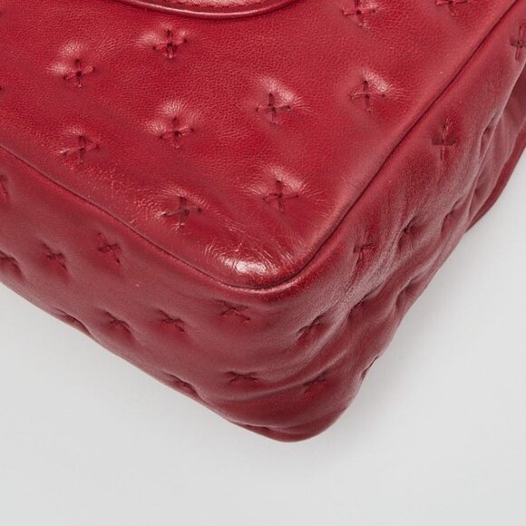 Chanel Red Quilted Cross Stitch Leather Small Coco Handle Bag - Picture 4 of 11